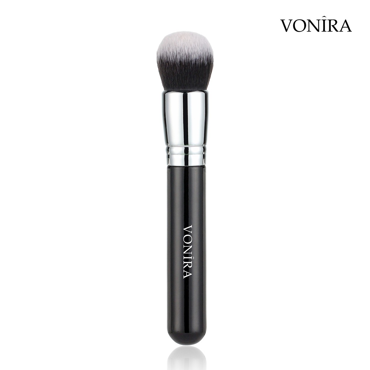 Vonira Beauty Facial Taklon Hair Deluxe Buffer Domed Foundation Brush With Crimp Copper Ferrule Custom Private Label OEM