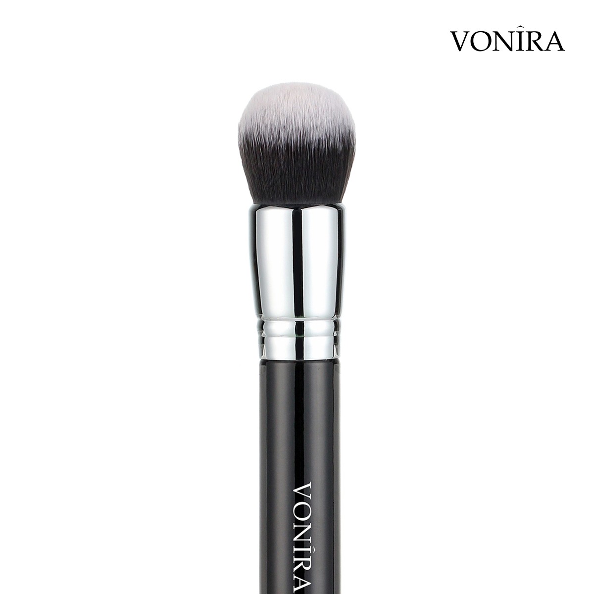 Vonira Beauty Facial Taklon Hair Deluxe Buffer Domed Foundation Brush With Crimp Copper Ferrule Custom Private Label OEM