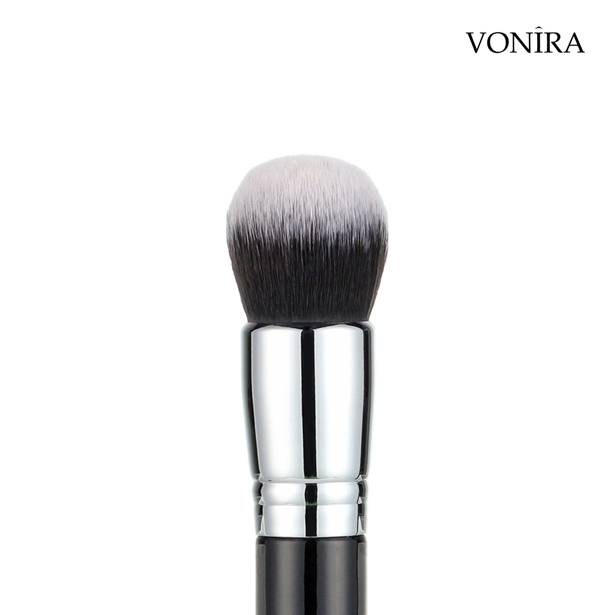 Vonira Beauty Facial Taklon Hair Deluxe Buffer Domed Foundation Brush With Crimp Copper Ferrule Custom Private Label OEM