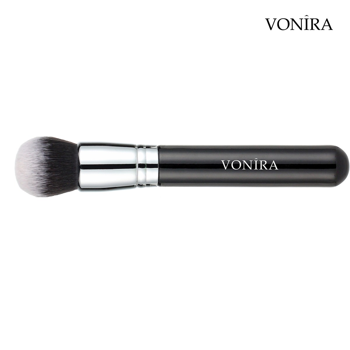 Vonira Beauty Facial Taklon Hair Deluxe Buffer Domed Foundation Brush With Crimp Copper Ferrule Custom Private Label OEM