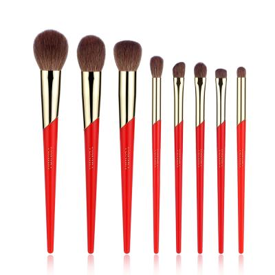 Vonira Beauty Factory 8 Pieces Makeup Brush Set With Slant Red Gold Ferrule Handle Direct Wholesale OEM ODM Custom Private Label