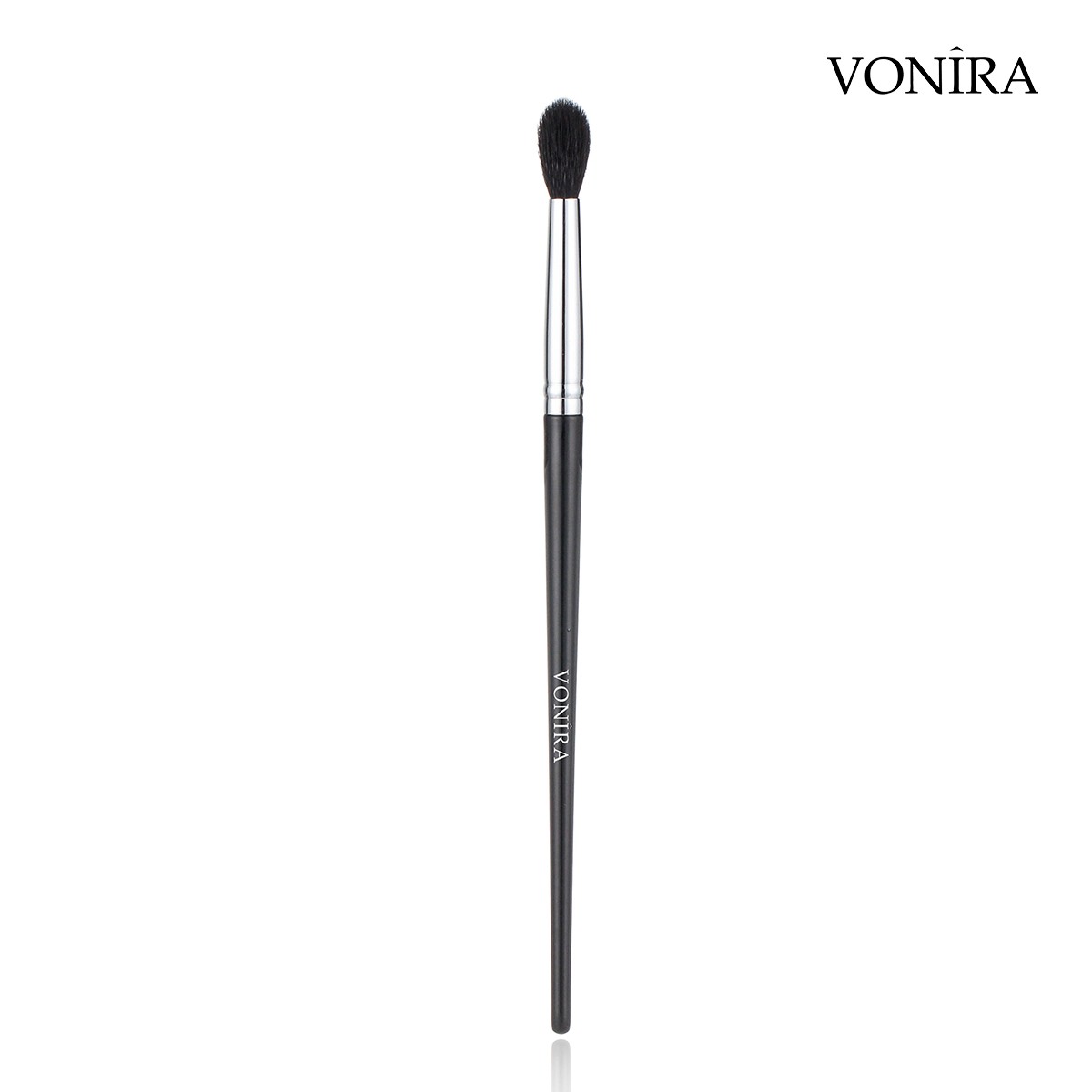Vonira Beauty Factory Custom Private Label Large Tapered Blending Brushes With Natural Goat Hair Silver Copper Ferrule Black Handle