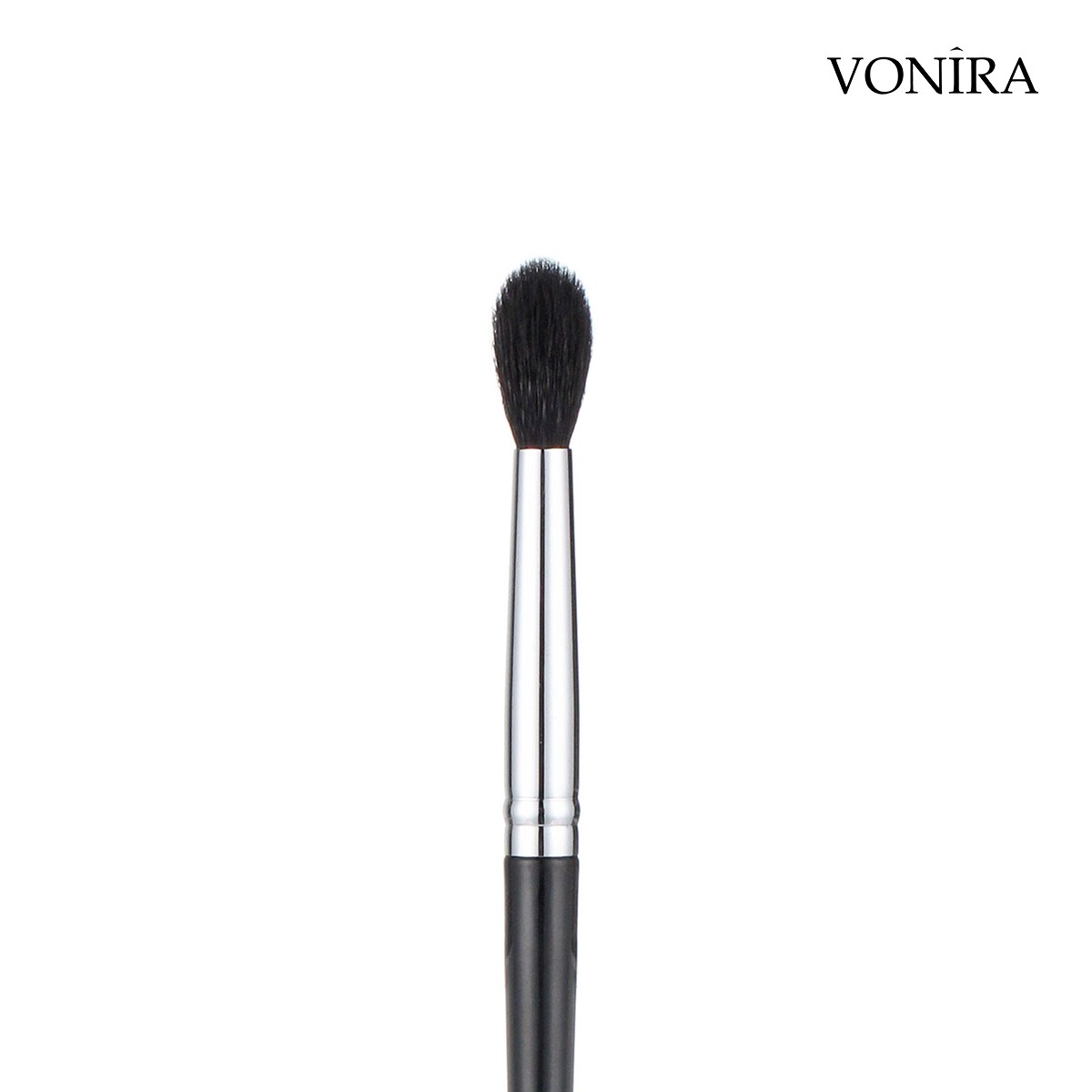 Vonira Beauty Factory Custom Private Label Large Tapered Blending Brushes With Natural Goat Hair Silver Copper Ferrule Black Handle