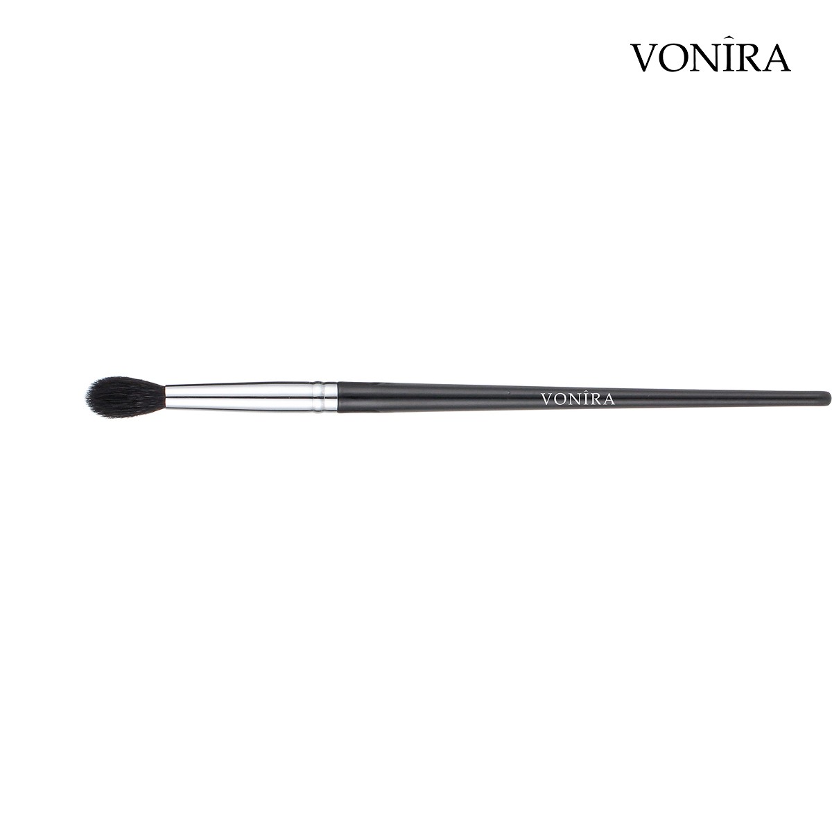Vonira Beauty Factory Custom Private Label Large Tapered Blending Brushes With Natural Goat Hair Silver Copper Ferrule Black Handle