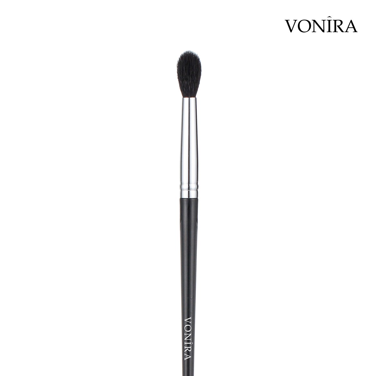 Vonira Beauty Factory Custom Private Label Large Tapered Blending Brushes With Natural Goat Hair Silver Copper Ferrule Black Handle