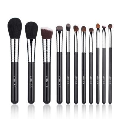 Vonira Beauty Factory Custom Private Label Makeup Brush Set Natural Synthetic 11PC Makeup Brush Kit Silver Copper Ferrule