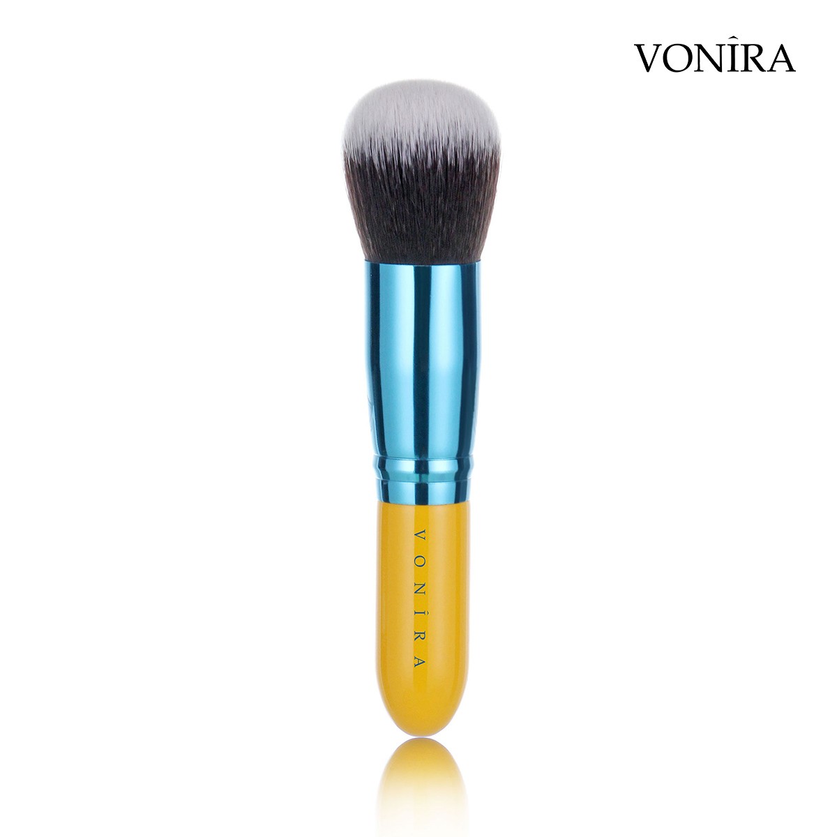 Vonira Beauty Factory Custom Private Label Mini Travel Makeup Cosmetic Brushes Kit With Taklon Synthetic Hair Yellow Birch Wooden Handles