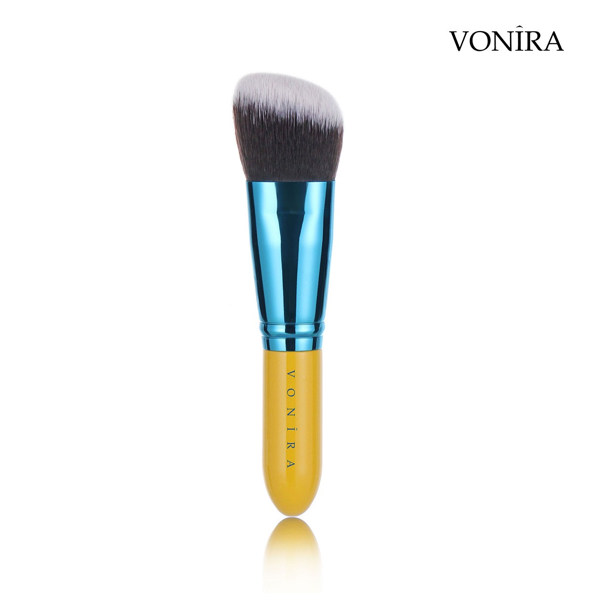 Vonira Beauty Factory Custom Private Label Mini Travel Makeup Cosmetic Brushes Kit With Taklon Synthetic Hair Yellow Birch Wooden Handles