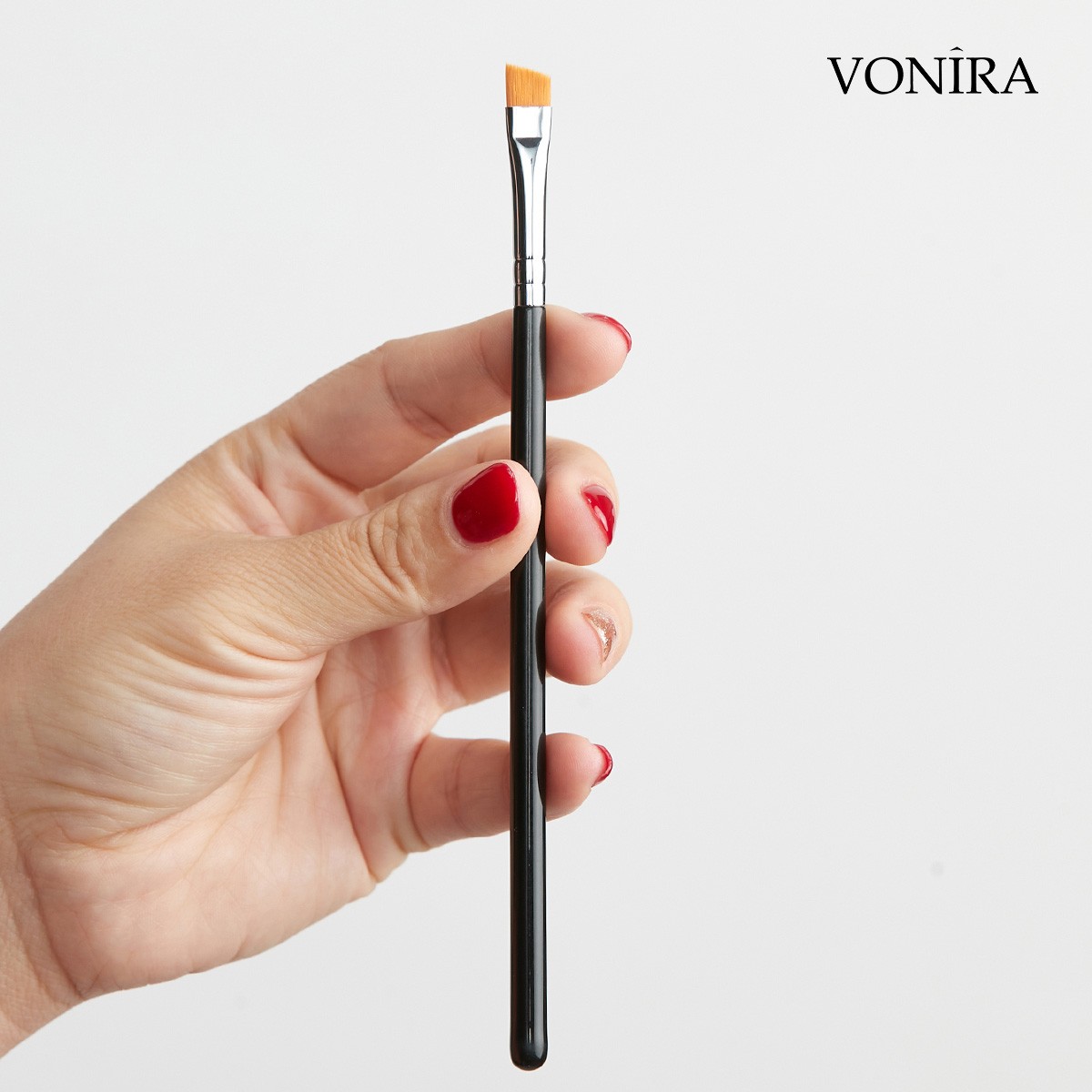 Vonira Beauty Factory Makeup Angled Wing Eye Liner Brow Gel Brush With Silver Copper Ferrule Custom Private Label Service - Image 1