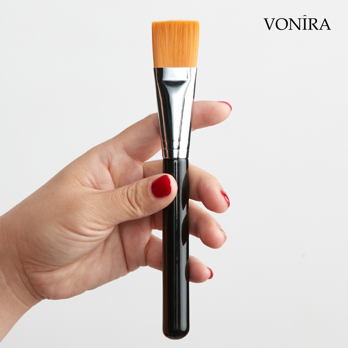 Vonira Beauty Factory Wholesale Flat Square Face Mask Brush With Silver Copper Black Handle Custom Private Label Service