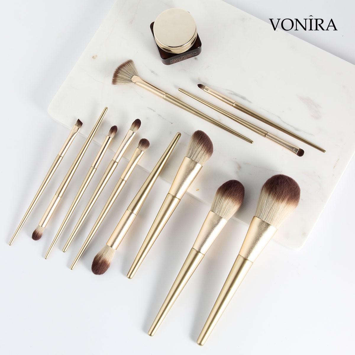 Vonira Beauty Fashion Holiday Season Gift Cosmetic Brushes Set 12 Pieces