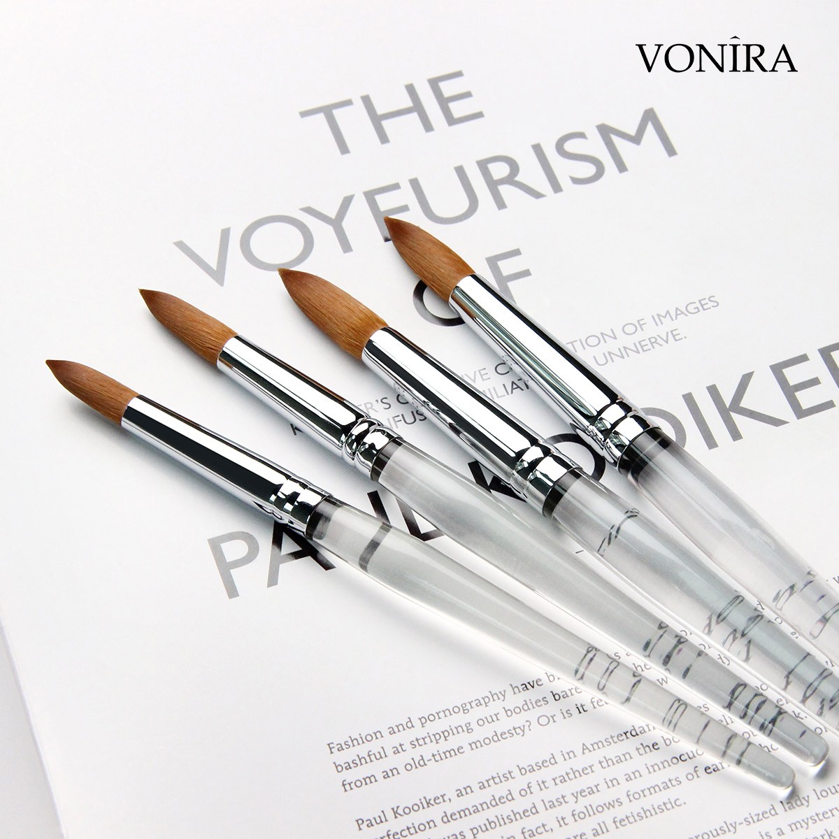 Vonira Beauty Faux Kolinsky Professional Acrylic Nail Art Brushes Oval #8 #10 #12 Round #14 #16 #18 #20 Custom Private Label