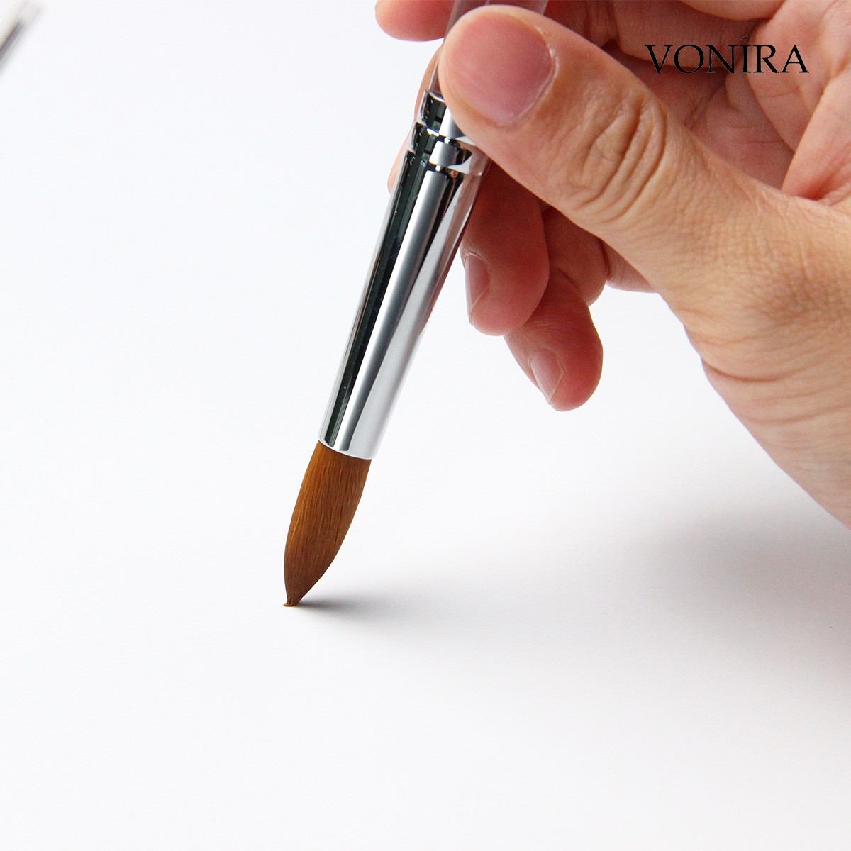Vonira Beauty Faux Kolinsky Professional Acrylic Nail Art Brushes Oval #8 #10 #12 Round #14 #16 #18 #20 Custom Private Label