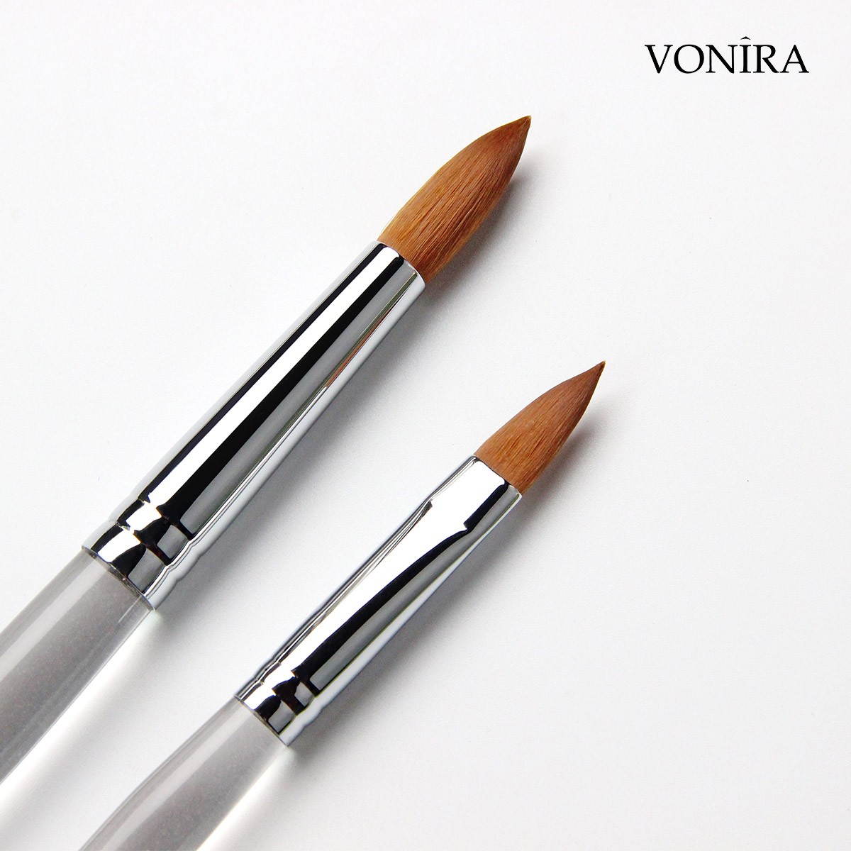 Vonira Beauty Faux Kolinsky Professional Acrylic Nail Art Brushes Oval #8 #10 #12 Round #14 #16 #18 #20 Custom Private Label