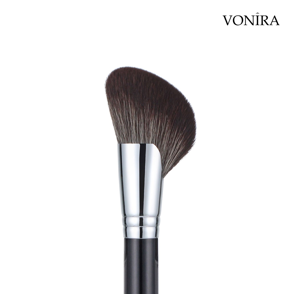 Vonira Beauty High Quality Makeup Contour Blush Brushes With Silver Brass Ferrule Black Handle Custom Private Label Service