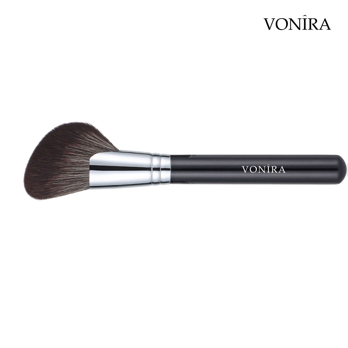 Vonira Beauty High Quality Makeup Contour Blush Brushes With Silver Brass Ferrule Black Handle Custom Private Label Service