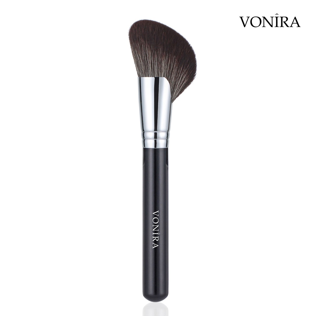 Vonira Beauty High Quality Makeup Contour Blush Brushes With Silver Brass Ferrule Black Handle Custom Private Label Service