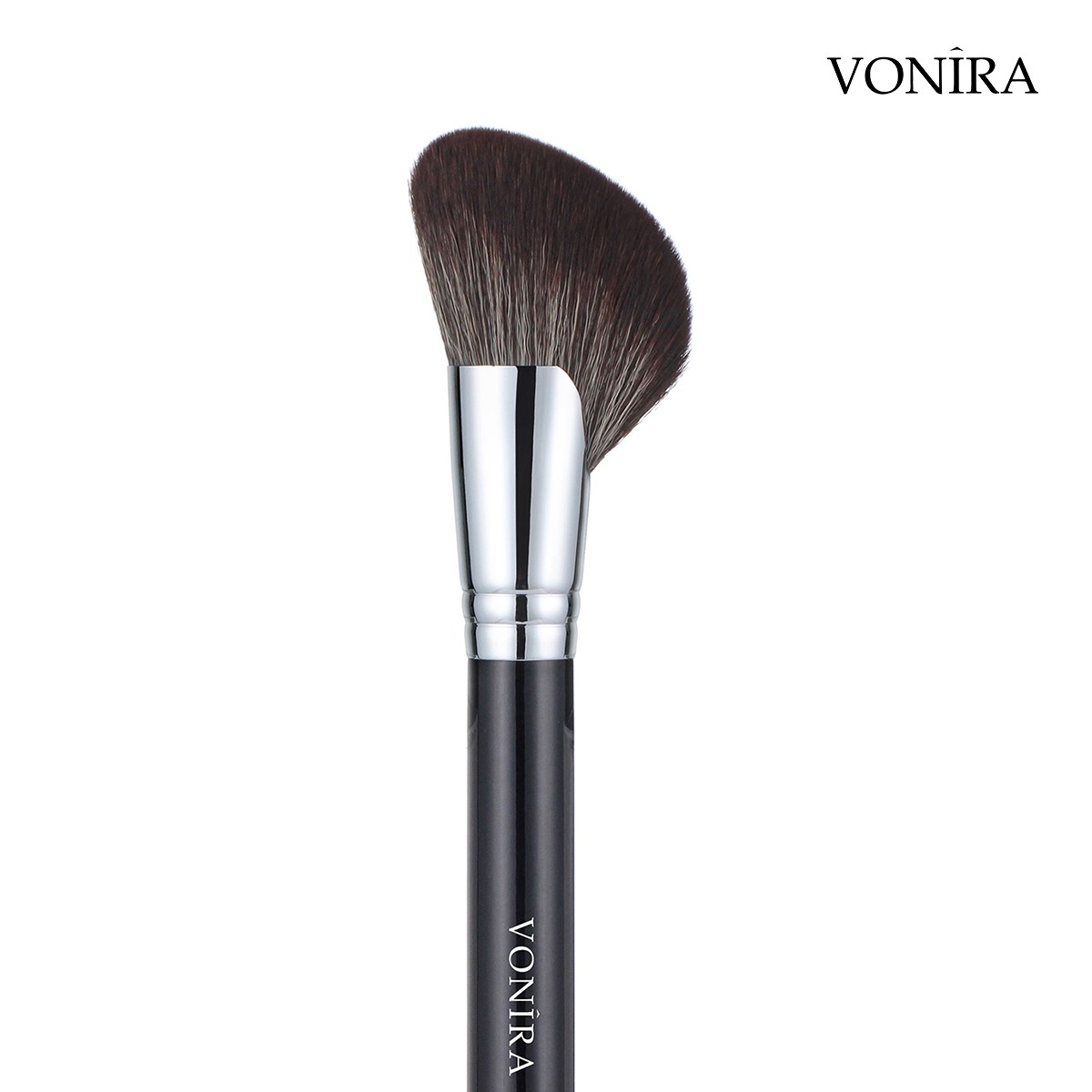 Vonira Beauty High Quality Makeup Contour Blush Brushes With Silver Brass Ferrule Black Handle Custom Private Label Service
