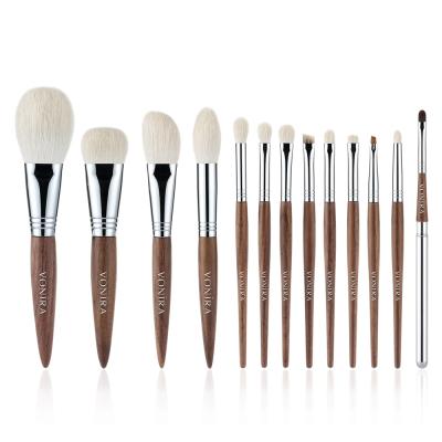 Vonira Beauty Luxury 13 Pieces Goat Hair Makeup Brush Set Fude Handcrafted Quality Level Limited Edition With Ebony Handle