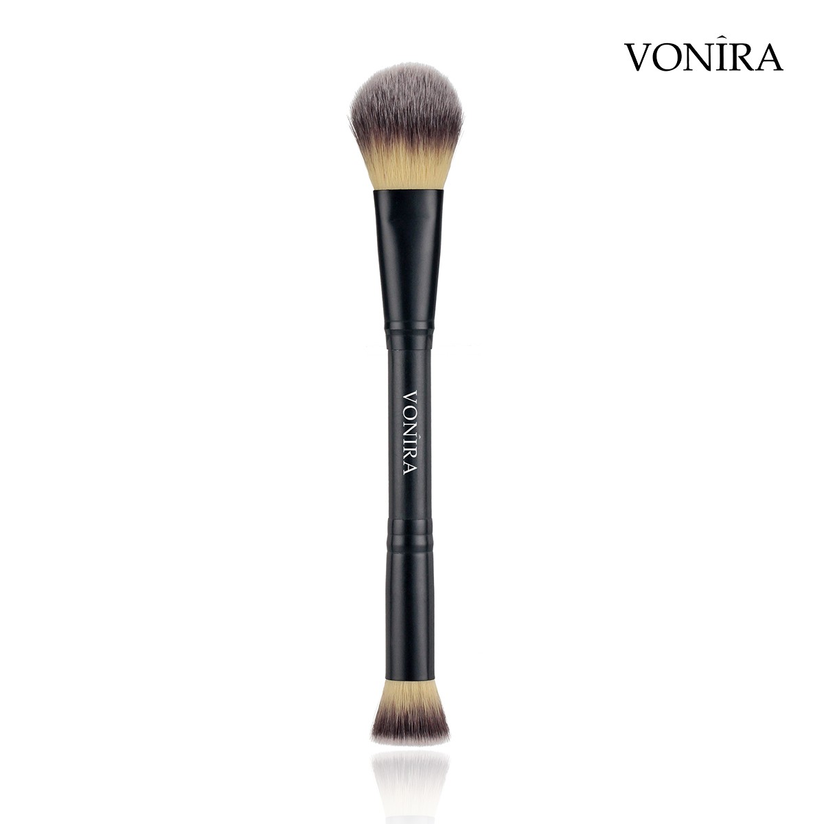 Vonira Beauty Luxury Dual Ended Blush Contour Makeup Brushes With Custom Private Label Logo Hot Foil Engraved Printing
