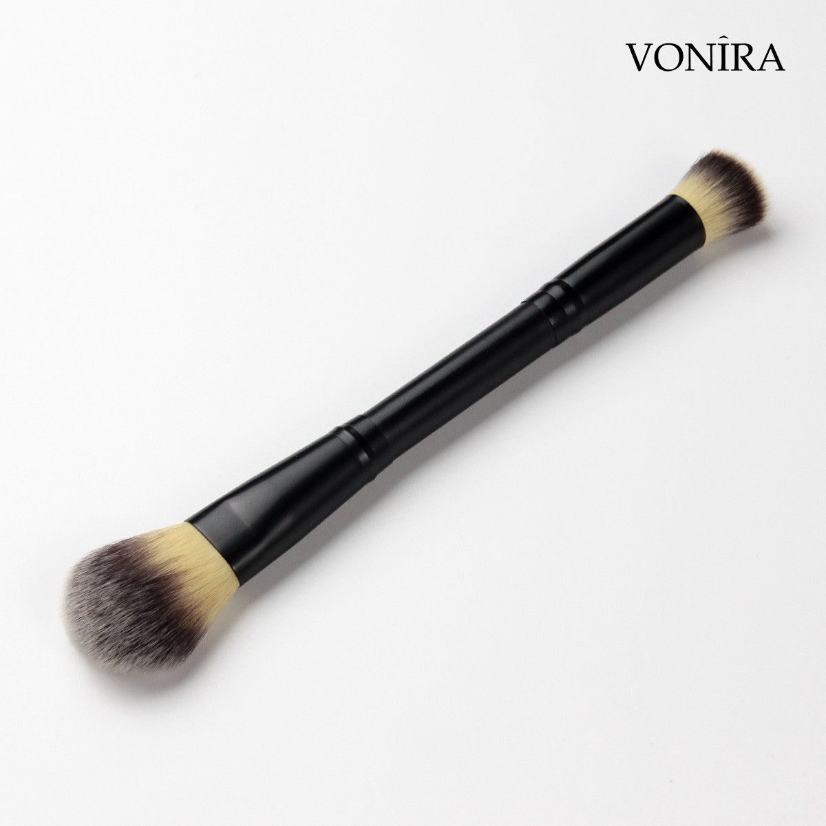 Vonira Beauty Luxury Dual Ended Blush Contour Makeup Brushes With Custom Private Label Logo Hot Foil Engraved Printing