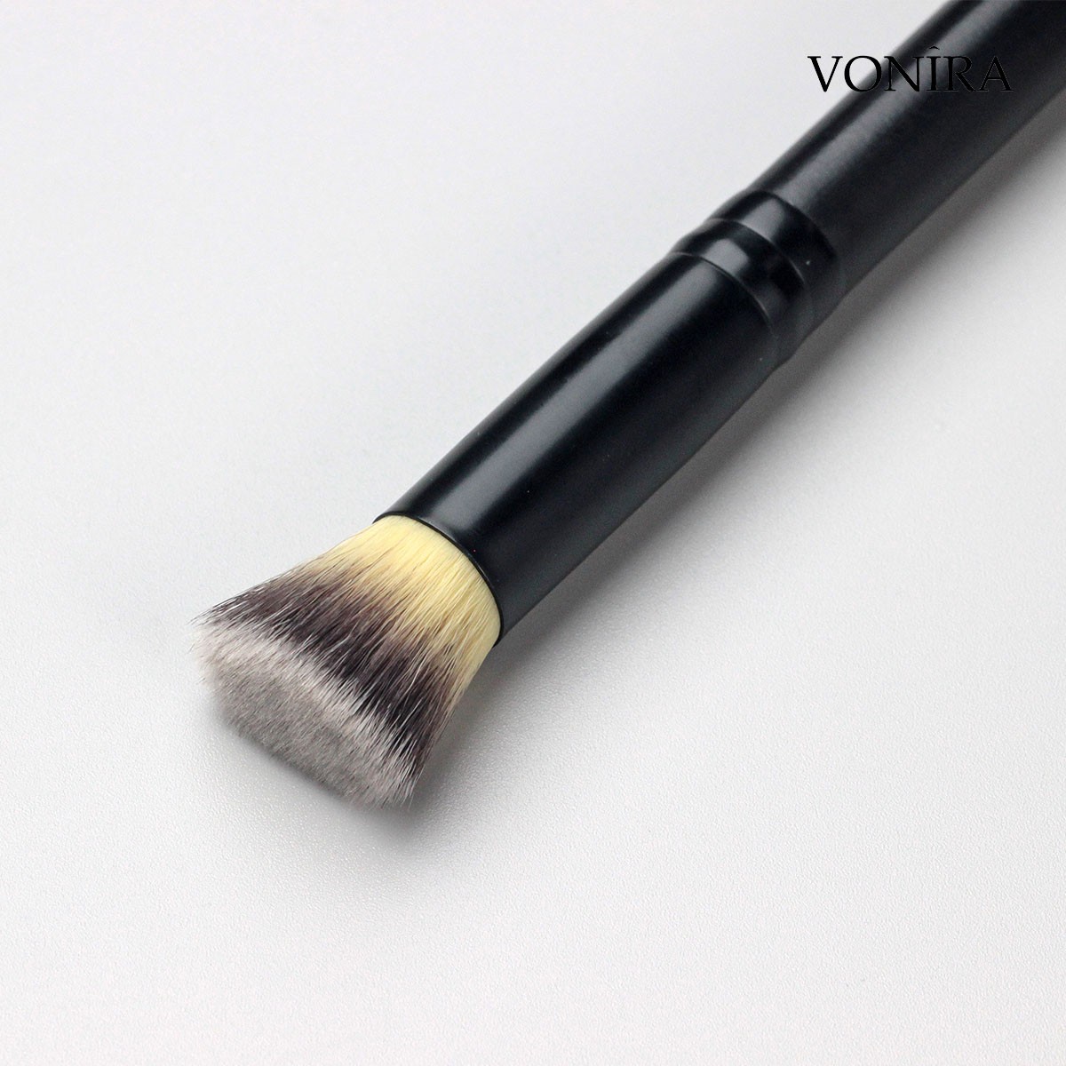 Vonira Beauty Luxury Dual Ended Blush Contour Makeup Brushes With Custom Private Label Logo Hot Foil Engraved Printing
