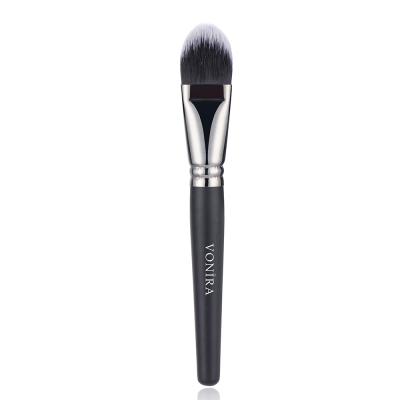 Vonira Beauty Luxury Face Curve Foundation Makeup Brushes With Silver Brass Ferrule Black Handle Custom Private Label