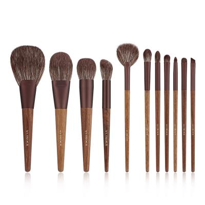 Vonira Beauty Luxury Handcrafting Natural Goat Hair Professional Makeup Brushes Set With Walnut Wooden Handles Your Own Brand Name Private Label Available 
