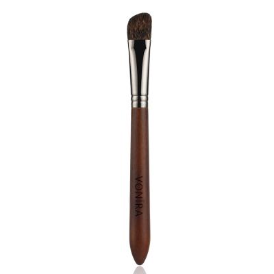 Vonira Beauty Luxury Squirrel Hair Small Angled Detail Contouring Makeup Brush With Dark Copper Ferrule Wooden Handles