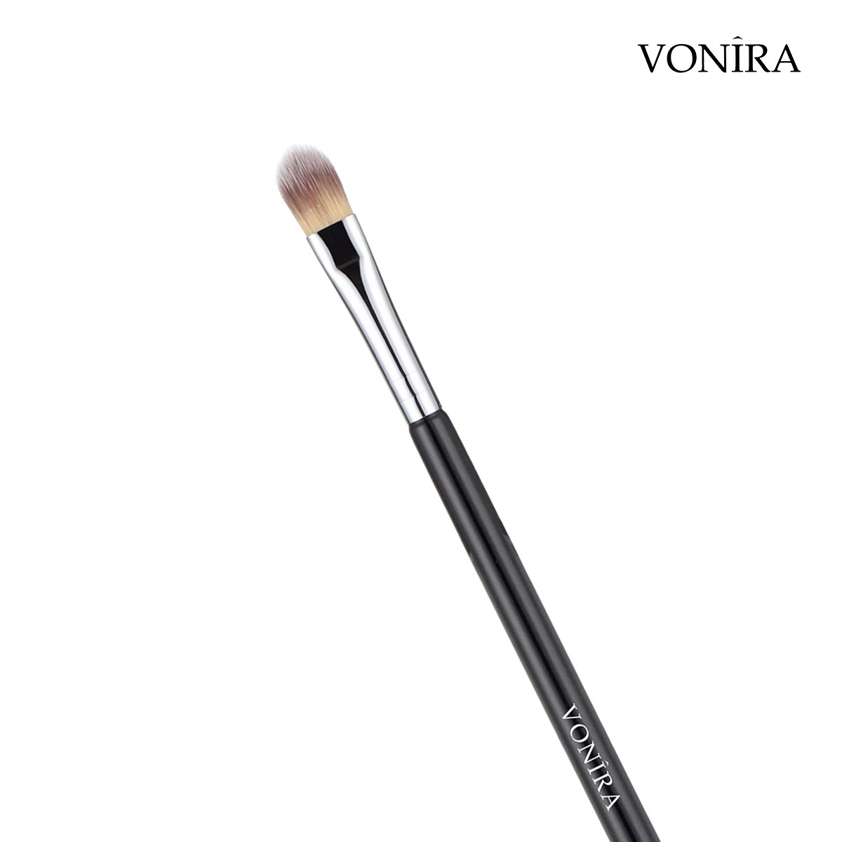 Vonira Beauty Makeup Artist Favorite Concealer Brush With Silver Copper Ferrule Black Handle Custom Private Label - Image 4