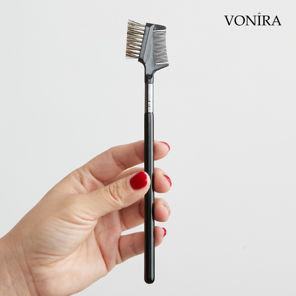 Vonira Beauty Makeup Double Head Eyelash Comb Brush With Silver Copper Ferrule Customer Logo Name OEM Private Label - Image 1