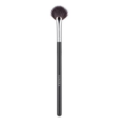 Vonira Beauty Makeup Highlighter Fan Brush With Silver Copper Ferrule Black Handle Custom Private Label Service