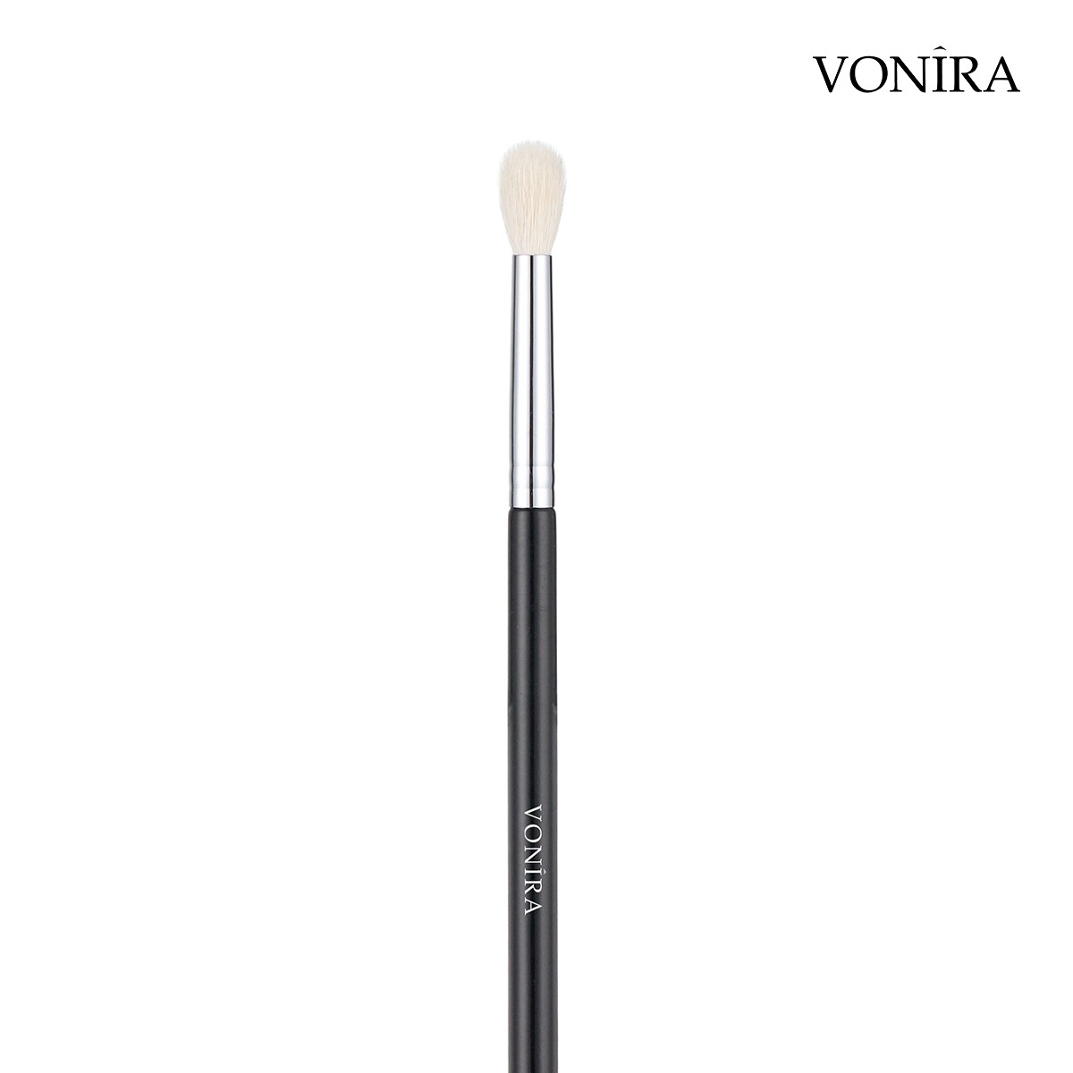 Vonira Beauty Makeup Natural White Goat Hair Fluffy Rounded Eye Blending Brush With Brass Ferrule Private Label Name - Image 2