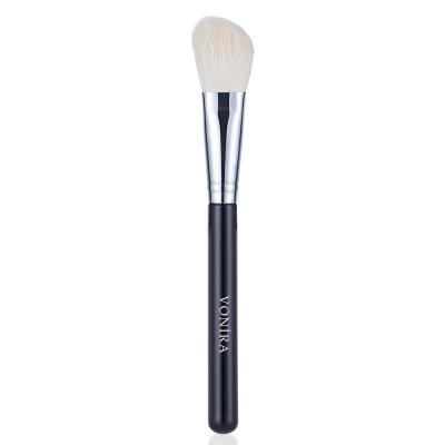 Vonira Beauty Natural White Animal Slant Cheek Angled Contouring Blush Brush With Silver Copper Ferrule Black Handle Custom Private Label Service