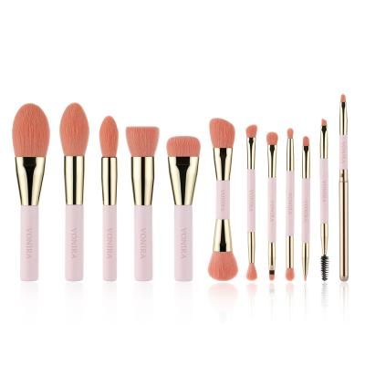 Vonira Beauty Pink Mini Double Sided Makeup Brushes Kit 12 Pieces With Pink Dual