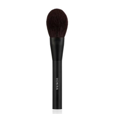 Vonira Beauty Powder Brush Natural Goat Hair Face Finishing Brush With Matte Black Copper Ferrule Flat End Shape PLA Handles