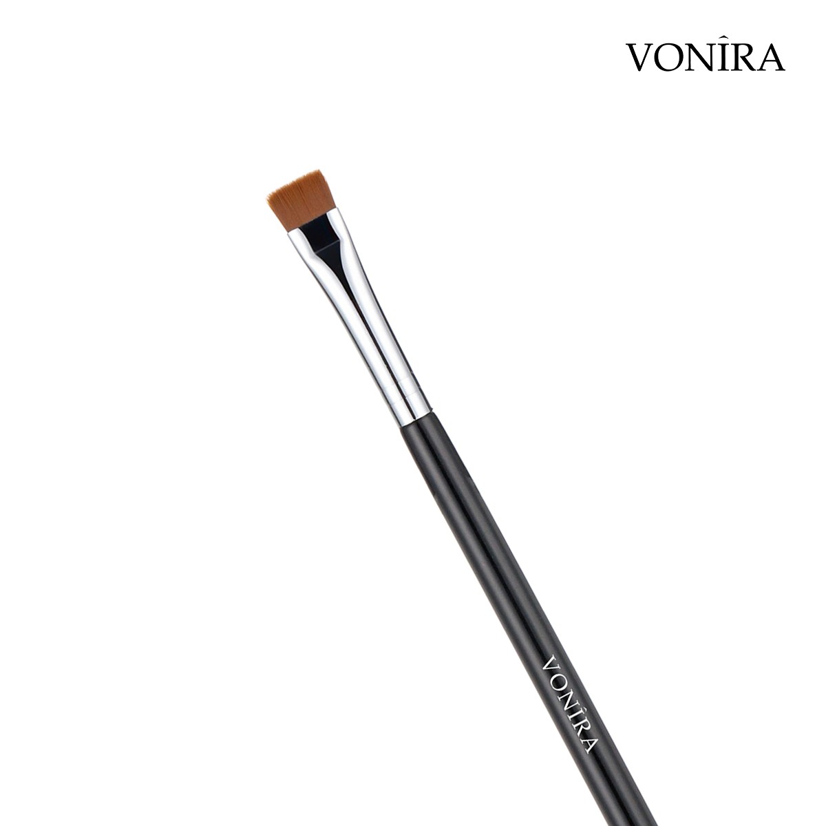 Vonira Beauty Precision Flat Sharp Firm Eyeliner Brush With Silver Copper Ferrule Black Handle Custom Private Label Service - Image 4