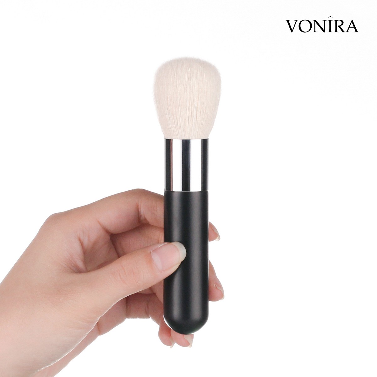Vonira Beauty Short Handle Face Powder Blush Bronzer Makeup Brush With Copper Ferrule Natrual Hair OEM Custom Private Label LOGO - Image 4