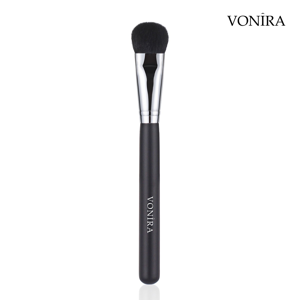 Vonira Beauty Short Dense Cheek Multi Task Detail Powder Brush With Silver Copper Ferrule Black Handle Custom Private Label Service - Image 1