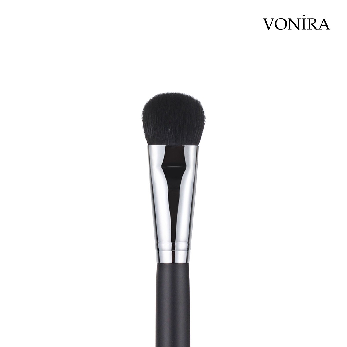 Vonira Beauty Short Dense Cheek Multi Task Detail Powder Brush With Silver Copper Ferrule Black Handle Custom Private Label Service - Image 2
