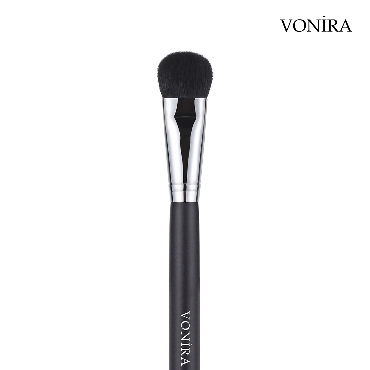 Vonira Beauty Short Dense Cheek Multi Task Detail Powder Brush With Silver Copper Ferrule Black Handle Custom Private Label Service - Image 5
