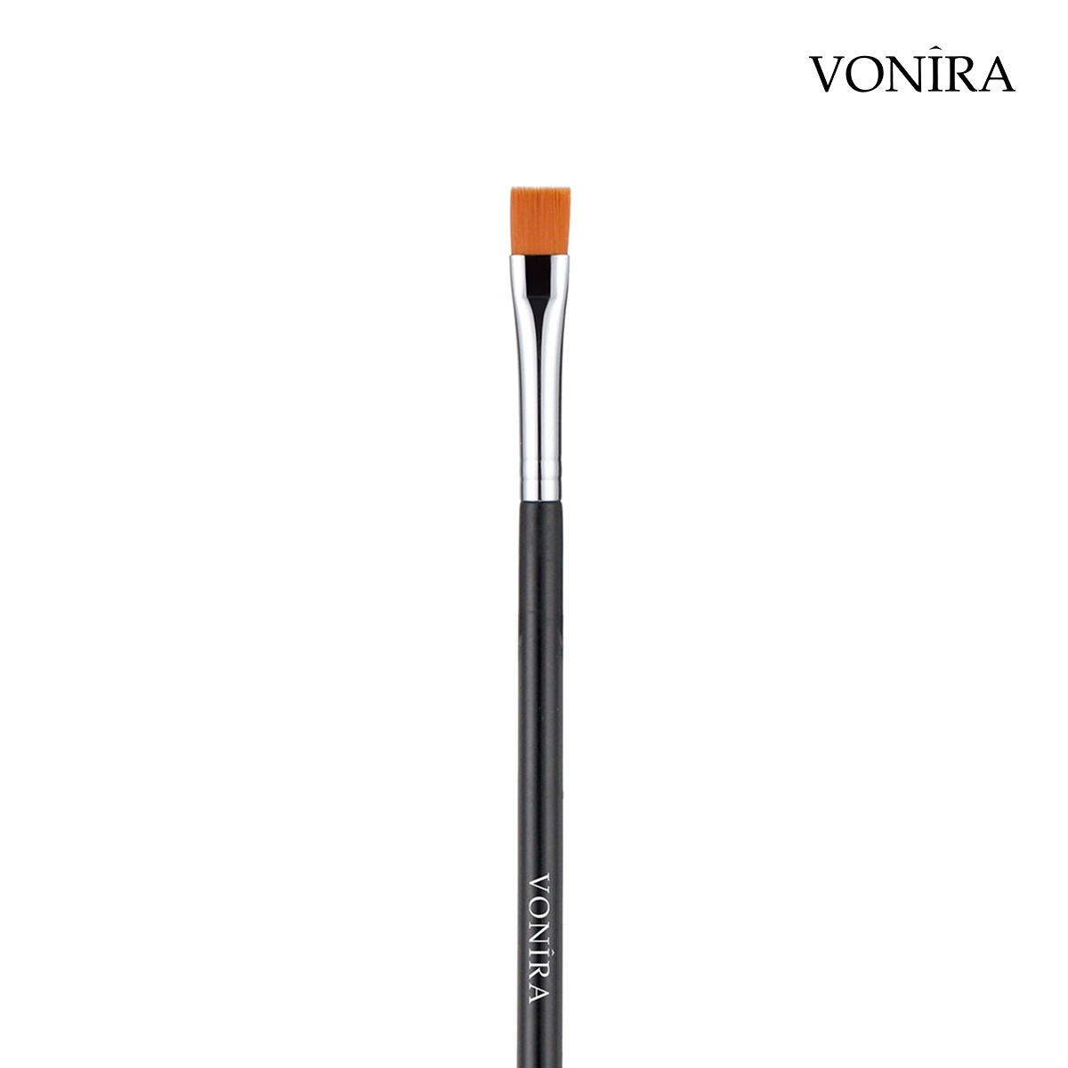 Vonira Beauty Square Flat Eye Liner Makeup Brush With Silver Copper Ferrule Long Black Handle Custom Private Label Service - Image 2