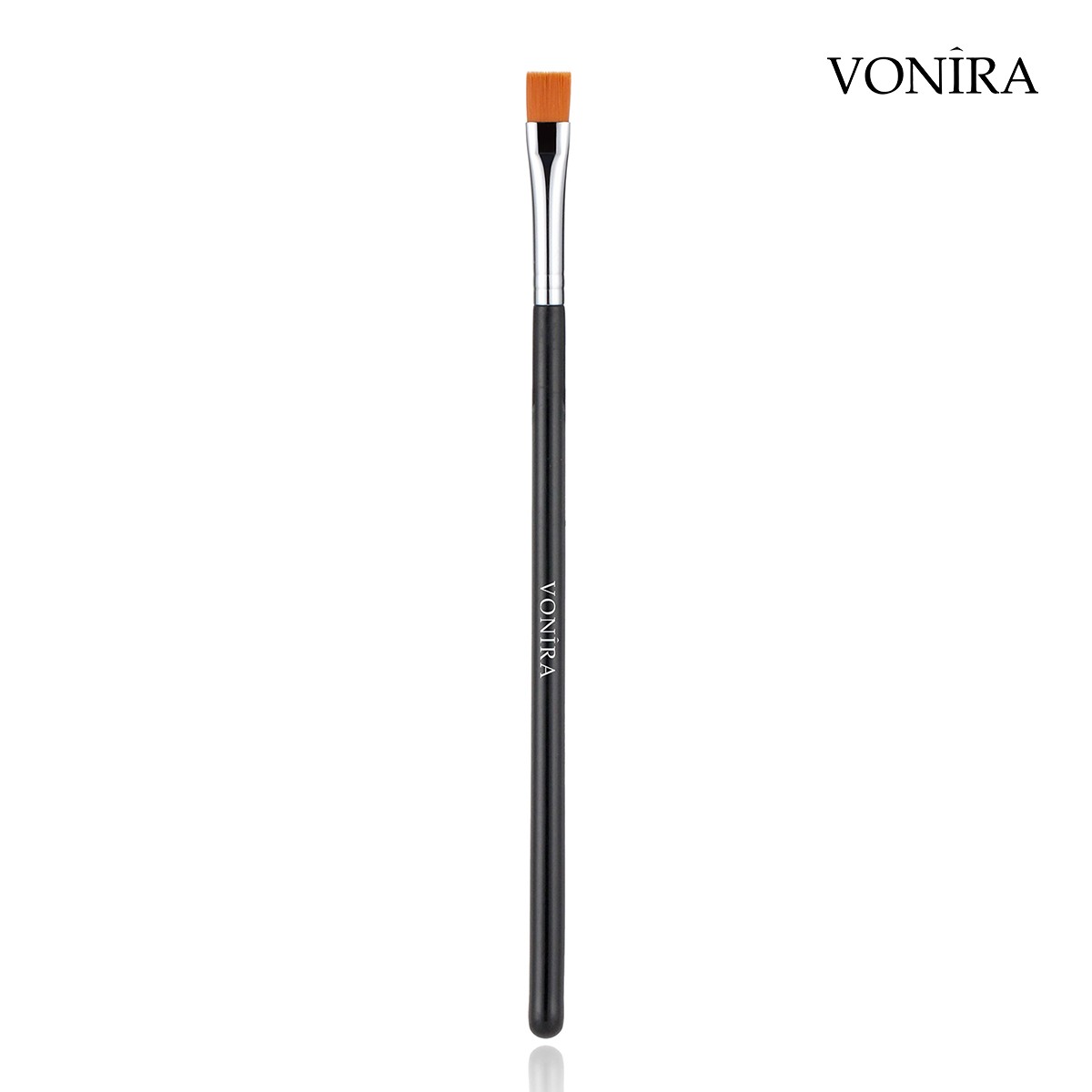 Vonira Beauty Square Flat Eye Liner Makeup Brush With Silver Copper Ferrule Long Black Handle Custom Private Label Service - Image 3