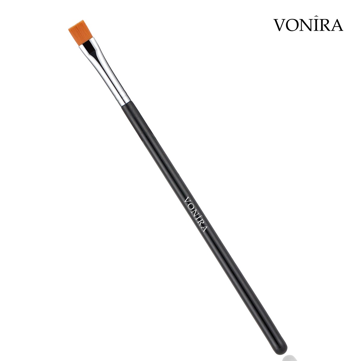 Vonira Beauty Square Flat Eye Liner Makeup Brush With Silver Copper Ferrule Long Black Handle Custom Private Label Service - Image 4