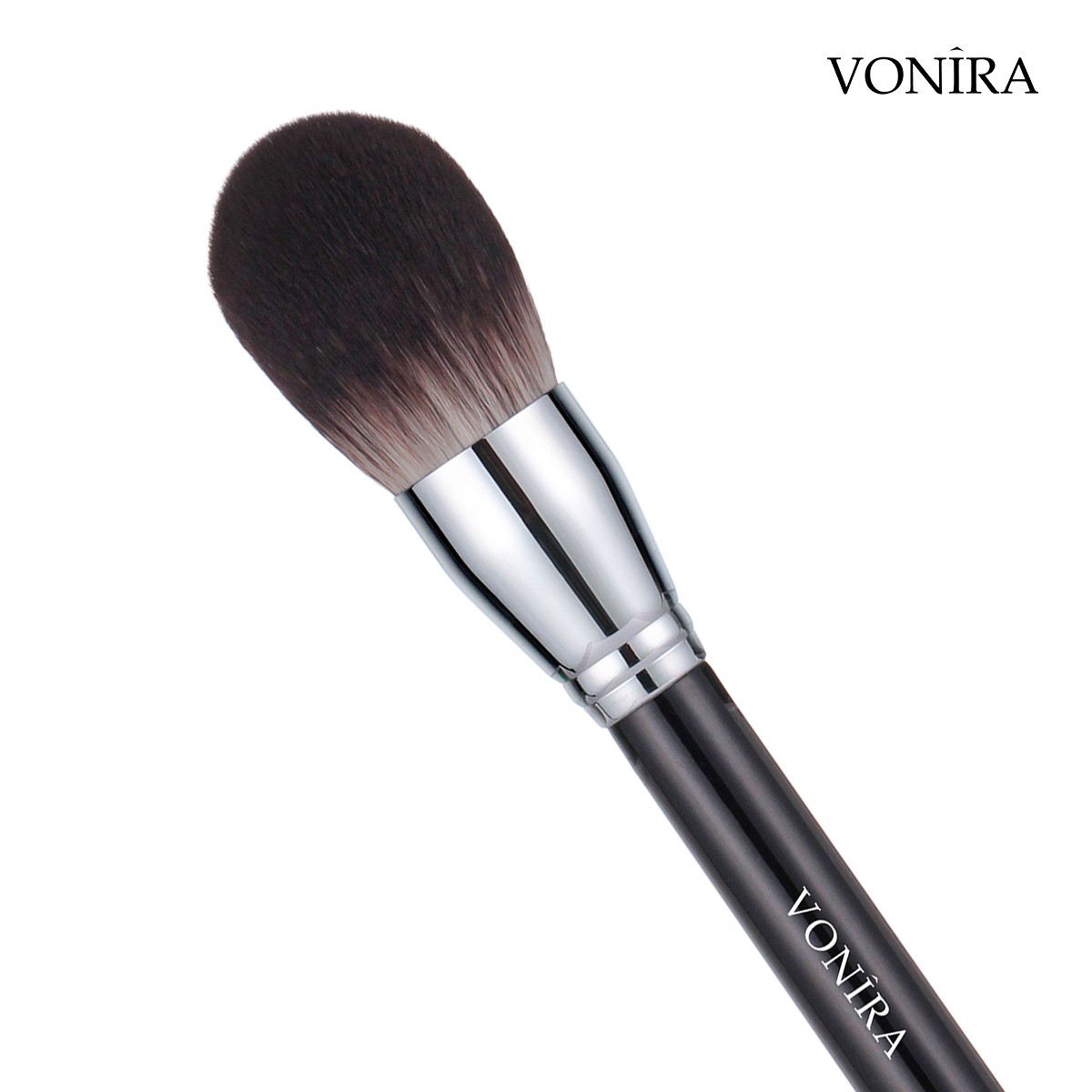 Vonira Beauty Super Large Dome Makeup Face Powder Brush With Silver Brass Ferrule Birch Wooden Handle Custom Logo OEM Service