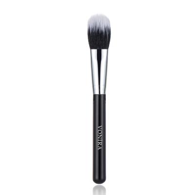 Vonira Beauty Tapered Duo Fibre Blush Brush With Silver Brass Ferrule Black Handle Custom Private Label