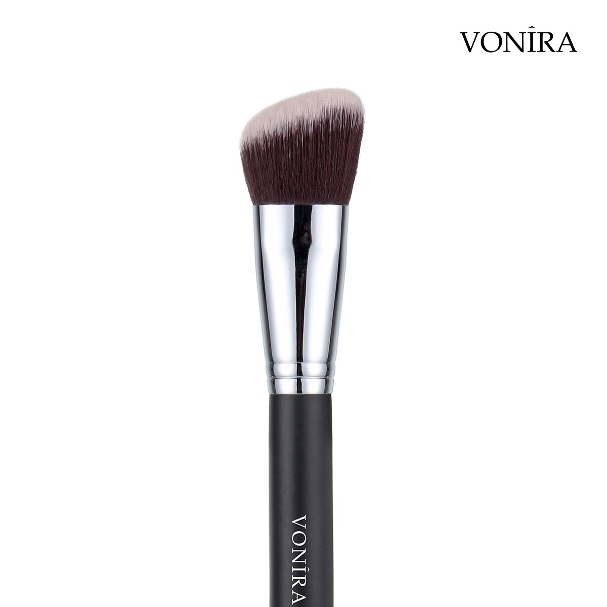 Vonira Beauty Wholesale Angled Contour Kabuki Brush With Taklon Synthetic Hair Copper Ferrule Cosmetic Brush Logo Name OEM Private Label