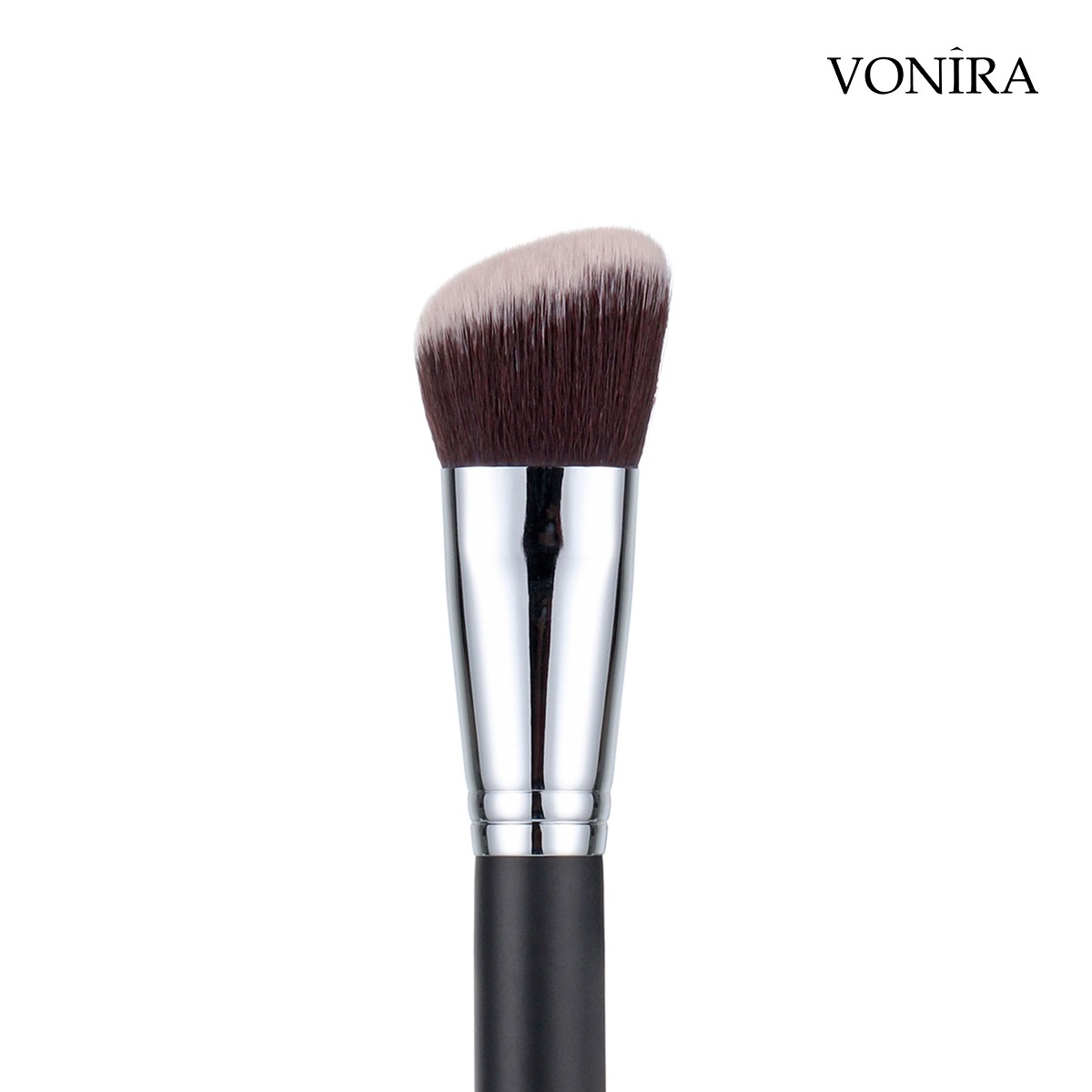 Vonira Beauty Wholesale Angled Contour Kabuki Brush With Taklon Synthetic Hair Copper Ferrule Cosmetic Brush Logo Name OEM Private Label