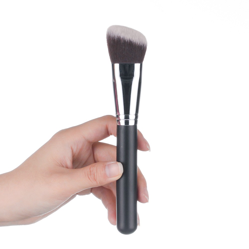 Vonira Beauty Wholesale Angled Contour Kabuki Brush With Taklon Synthetic Hair Copper Ferrule Cosmetic Brush Logo Name OEM Private Label