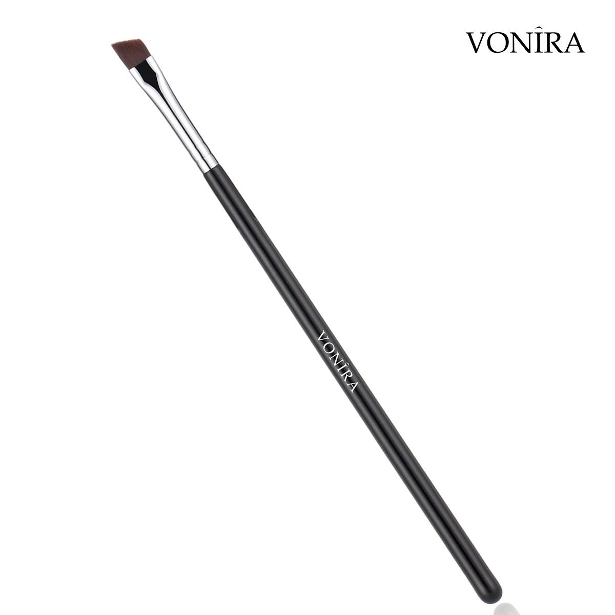 Vonira Beauty Wholesale Angled Eye Liner Brow Brushes With Silver Copper Ferrule Black Handle Custom Private Label Service - Image 4